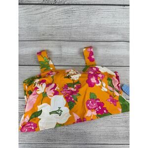 Lands End Plus Size Orange & Pink Floral Square Neck Swimsuit Top Size 24W